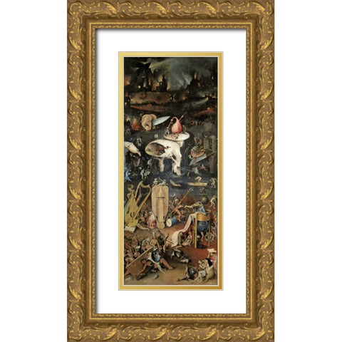 Garden of Earthly Delights - Detail, Right Panel Gold Ornate Wood Framed Art Print with Double Matting by Bosch, Hieronymus