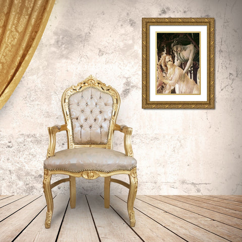 La Primavera (Detail) Gold Ornate Wood Framed Art Print with Double Matting by Botticelli, Sandro