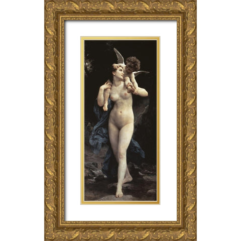 Youthfulness of Love Gold Ornate Wood Framed Art Print with Double Matting by Bouguereau, William-Adolphe