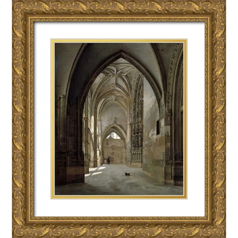 Portal of St. Germain LAuxerrois Gold Ornate Wood Framed Art Print with Double Matting by Bouhot, Etienne