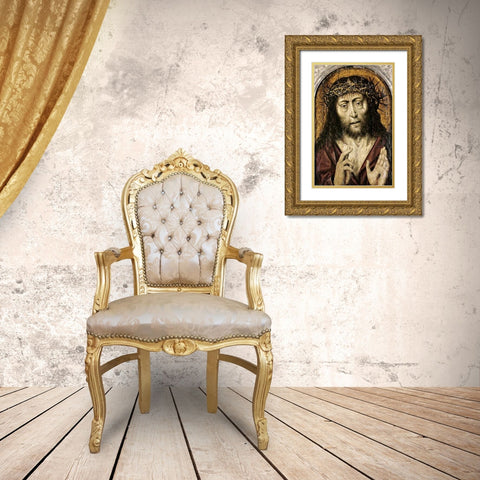 Man of Sorrows Gold Ornate Wood Framed Art Print with Double Matting by Bouts, Aelbrecht