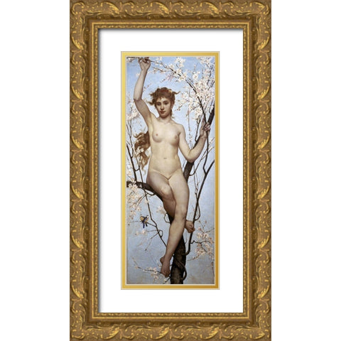 Springtime Gold Ornate Wood Framed Art Print with Double Matting by Bouvier, Joseph