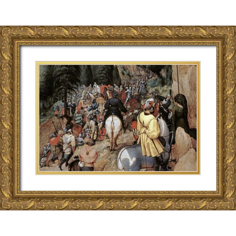 Conversion of Saint Paul (Detail) Gold Ornate Wood Framed Art Print with Double Matting by Bruegel the Elder, Pieter