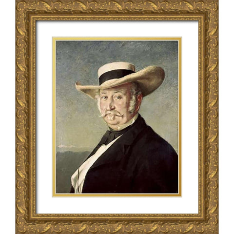 General John A. Sutter Gold Ornate Wood Framed Art Print with Double Matting by Buchser, Frank