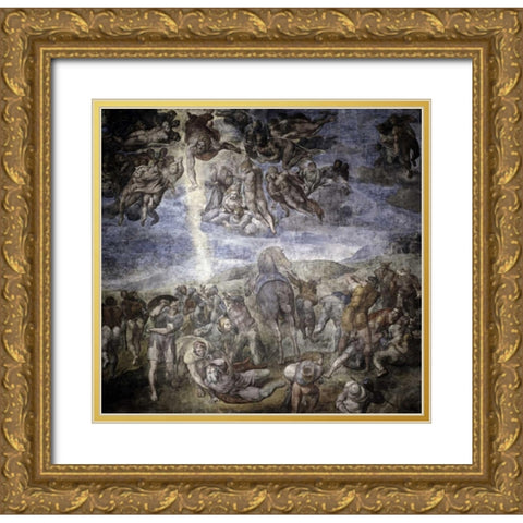 The Conversion of Saul Gold Ornate Wood Framed Art Print with Double Matting by Michelangelo