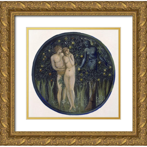 Temptation Gold Ornate Wood Framed Art Print with Double Matting by Burne-Jones, Sir Edward