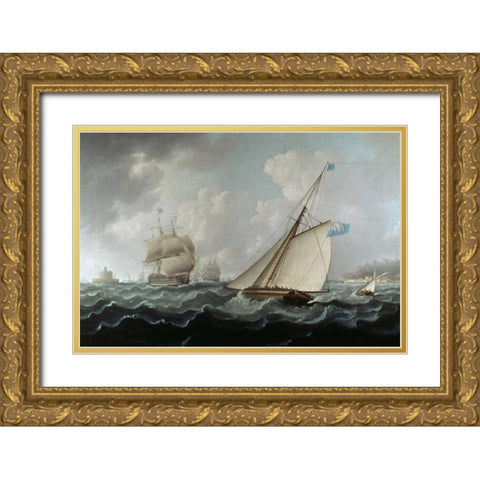 Full Sail Gold Ornate Wood Framed Art Print with Double Matting by Butterworth, Thomas
