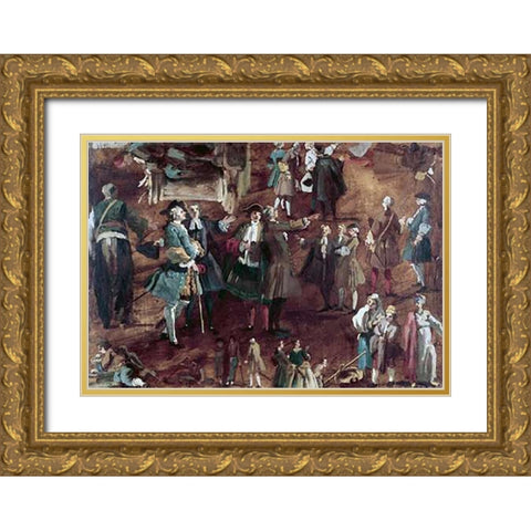 Figure Studies Gold Ornate Wood Framed Art Print with Double Matting by Canaletto