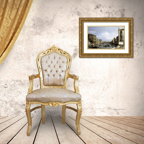 Grand Canal, Venice From Camp0 Di San Vio Gold Ornate Wood Framed Art Print with Double Matting by Canaletto