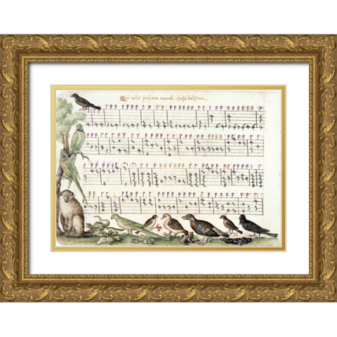 A page from the Capirola Lutebook, c. 1517 Gold Ornate Wood Framed Art Print with Double Matting by Capirola, Vincenzo