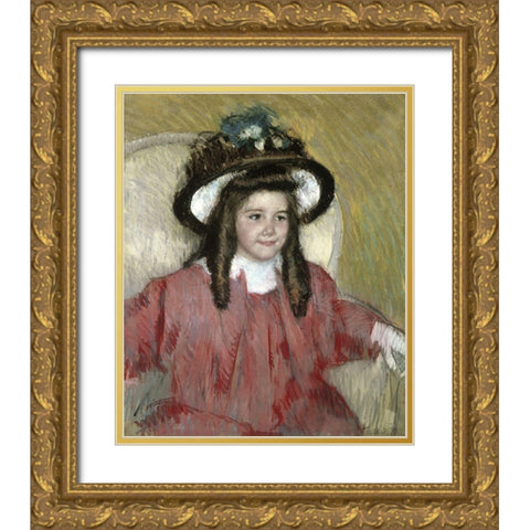 Anne Marie Durand Ruel Gold Ornate Wood Framed Art Print with Double Matting by Cassatt, Mary