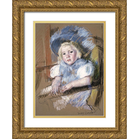 Simone Seated Gold Ornate Wood Framed Art Print with Double Matting by Cassatt, Mary
