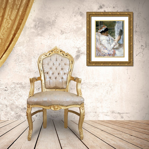 The Reader Gold Ornate Wood Framed Art Print with Double Matting by Cassatt, Mary