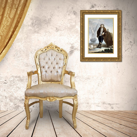Sailor Leaning Against Boat Hullfrom Gold Ornate Wood Framed Art Print with Double Matting by Castelli, Costanzo