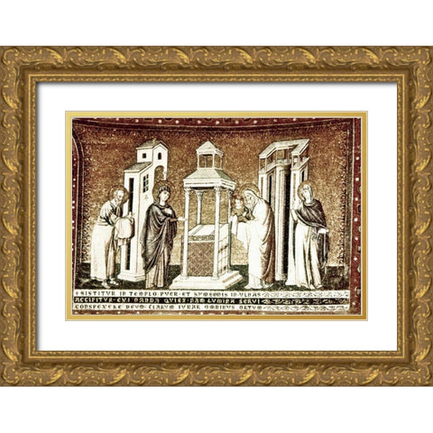 Presentation In The Temple Gold Ornate Wood Framed Art Print with Double Matting by Cavallini, Pietro