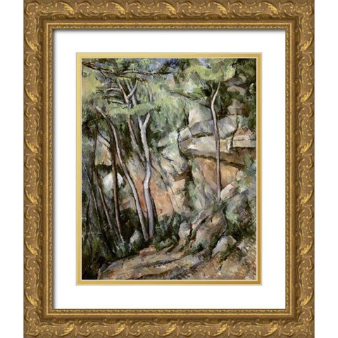 In The Park of Chateau Noir Gold Ornate Wood Framed Art Print with Double Matting by Cezanne, Paul