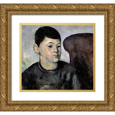 Portrait of the Artists Son Gold Ornate Wood Framed Art Print with Double Matting by Cezanne, Paul