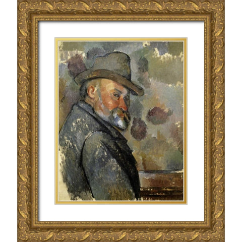 Self Portrait Gold Ornate Wood Framed Art Print with Double Matting by Cezanne, Paul