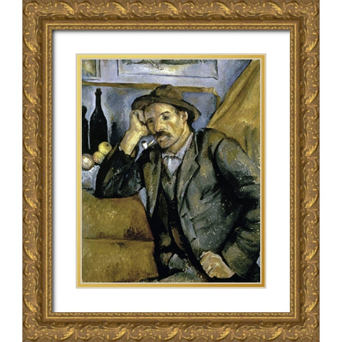 Smoker Gold Ornate Wood Framed Art Print with Double Matting by Cezanne, Paul