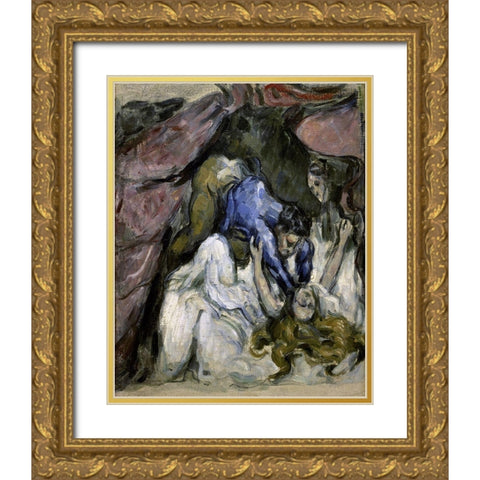 The Strangled Woman (Le Femme Stranglee) Gold Ornate Wood Framed Art Print with Double Matting by Cezanne, Paul