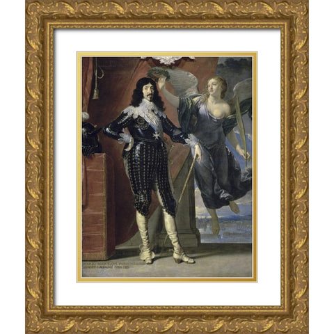 Louis Xiii Crowned By Victory Gold Ornate Wood Framed Art Print with Double Matting by Champaigne, Philippe de