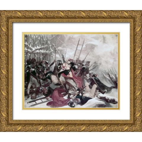 Death of General Montgomery Gold Ornate Wood Framed Art Print with Double Matting by Chappell, Alonzo