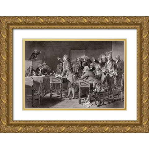 Patrick Henry Addressing The Virginia Assembley Gold Ornate Wood Framed Art Print with Double Matting by Chappell, Alonzo