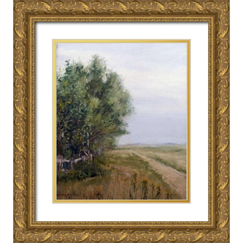 Country Lane Gold Ornate Wood Framed Art Print with Double Matting by Chase, William Merritt