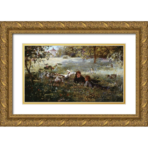 Summer Afternoon Gold Ornate Wood Framed Art Print with Double Matting by Chialiva, Luigi