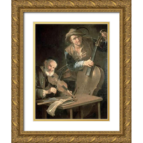 Musicians Gold Ornate Wood Framed Art Print with Double Matting by Cipper, Giacomo Francesco
