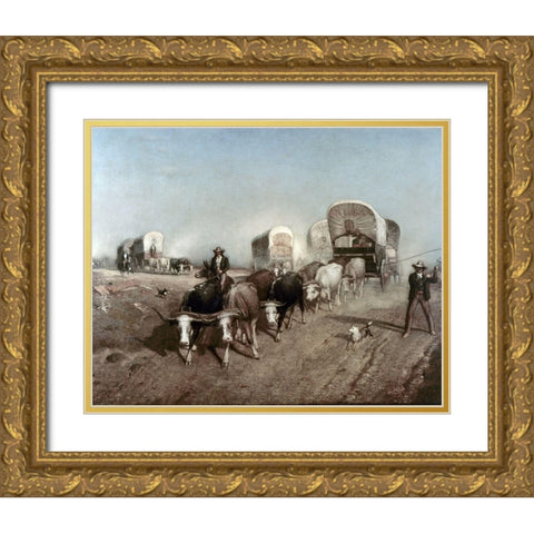 Ships of The Plains Gold Ornate Wood Framed Art Print with Double Matting by Colman, Samuel