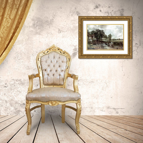 Haywain Gold Ornate Wood Framed Art Print with Double Matting by Constable, John