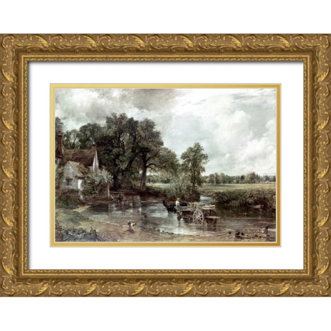 Haywain Gold Ornate Wood Framed Art Print with Double Matting by Constable, John