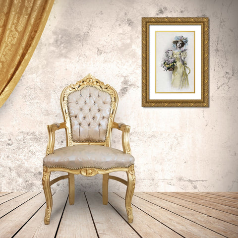 A Scene In Old Ireland Gold Ornate Wood Framed Art Print with Double Matting by Ives, Currier and