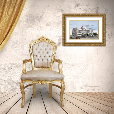 Capitol at Washington, ca. 1835-1836 Gold Ornate Wood Framed Art Print with Double Matting by Currier, Nathaniel