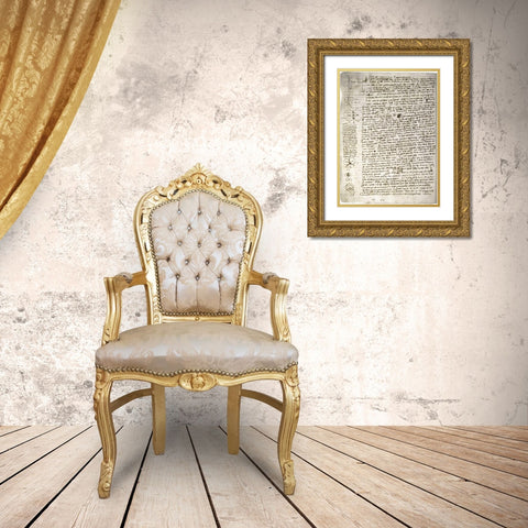 Codex Leicester: Science of Waves Gold Ornate Wood Framed Art Print with Double Matting by Da Vinci, Leonardo