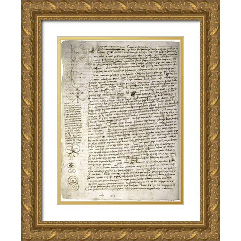 Codex Leicester: Science of Waves Gold Ornate Wood Framed Art Print with Double Matting by Da Vinci, Leonardo