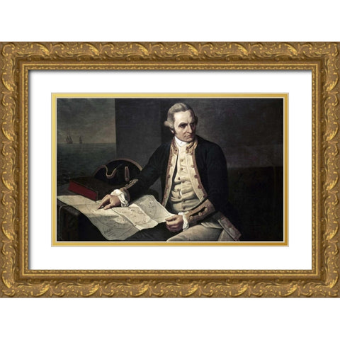 Captain James Cook Gold Ornate Wood Framed Art Print with Double Matting by Dance-Holland, Nathaniel