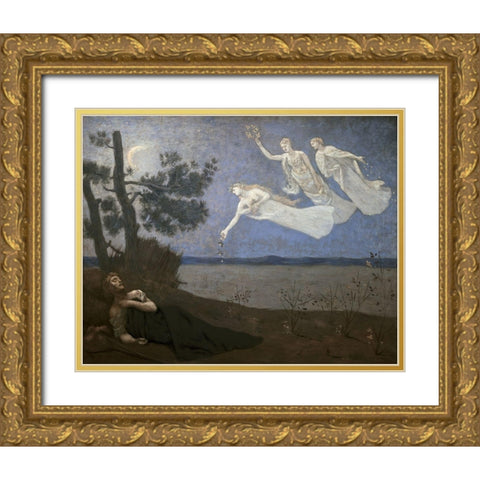 Dream - Le Reve Gold Ornate Wood Framed Art Print with Double Matting by de Chavannes, Pierre Puvis