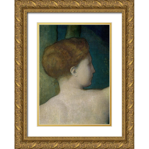 The Imagination (Detail) II Gold Ornate Wood Framed Art Print with Double Matting by de Chavannes, Pierre Puvis
