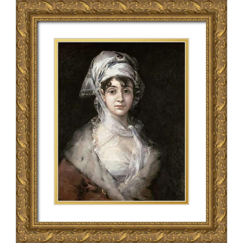 Antonia Zarate Gold Ornate Wood Framed Art Print with Double Matting by Goya, Francisco De
