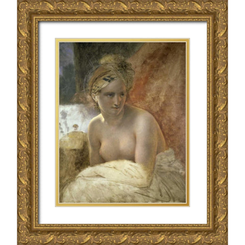 Odalisque Gold Ornate Wood Framed Art Print with Double Matting by De Roucy-Trioson, Anne Girodet