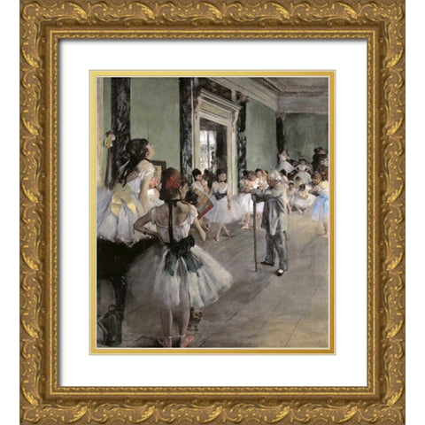 Dance Class Gold Ornate Wood Framed Art Print with Double Matting by Degas, Edgar