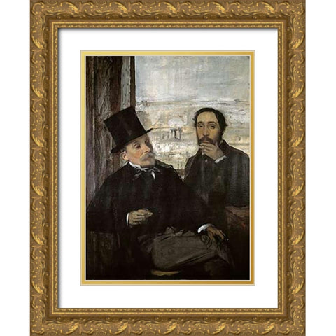 Degas and Evariste De Valernes Gold Ornate Wood Framed Art Print with Double Matting by Degas, Edgar