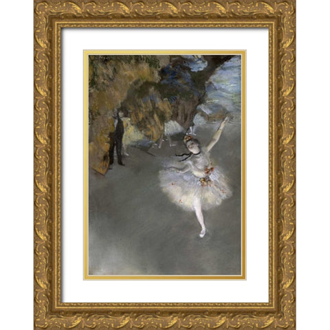The Star Gold Ornate Wood Framed Art Print with Double Matting by Degas, Edgar