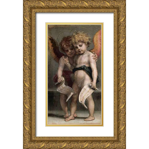 Vallombrosiana Altarpiece (Detail) Gold Ornate Wood Framed Art Print with Double Matting by Del Sarto, Andrea