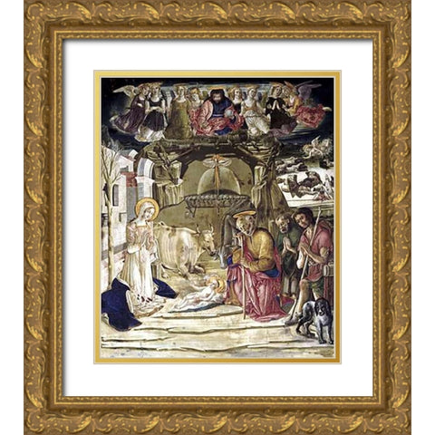 Nativity Gold Ornate Wood Framed Art Print with Double Matting by Di Giovanni, Benvenuto