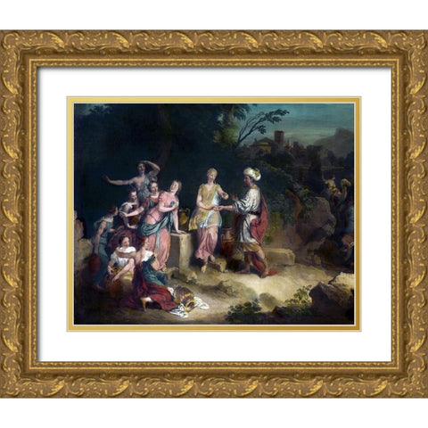 Elieser and Rebecca Gold Ornate Wood Framed Art Print with Double Matting by Dietrich, Christian W.E.