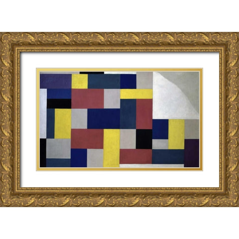 Composition Gold Ornate Wood Framed Art Print with Double Matting by Van Doesburg, Theo