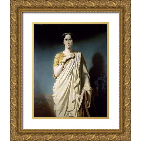 Rachel Gold Ornate Wood Framed Art Print with Double Matting by Dubufe, Edouard